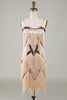 Load image into Gallery viewer, Black Spaghetti Straps Sequins 1920s Dress with Fringes