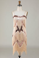Load image into Gallery viewer, Black Spaghetti Straps Sequins 1920s Dress with Fringes