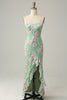 Load image into Gallery viewer, Mermaid Spaghetti Straps Flower Printed Light Green Long Prom Dress