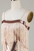Load image into Gallery viewer, Black Spaghetti Straps Sequins 1920s Dress with Fringes