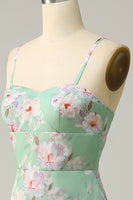 Load image into Gallery viewer, Mermaid Spaghetti Straps Flower Printed Light Green Long Prom Dress