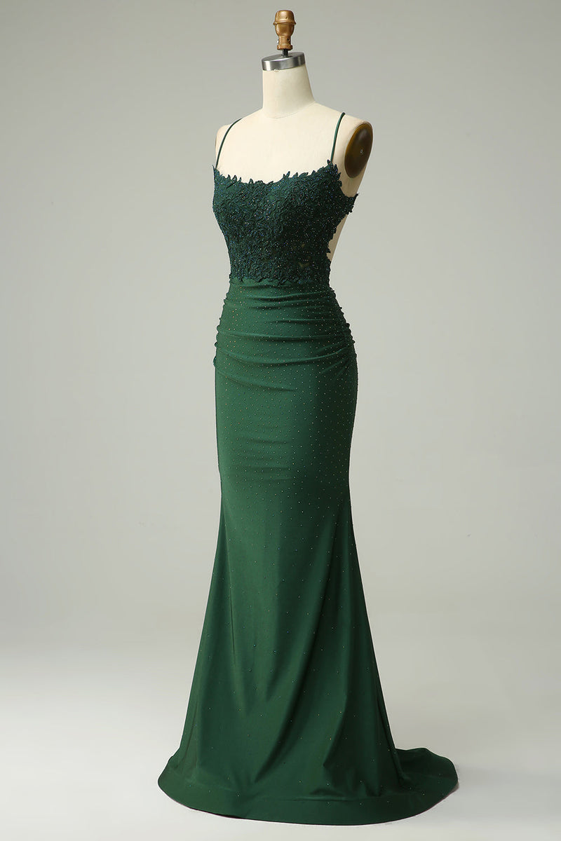 Load image into Gallery viewer, Mermaid Halter Royal Blue Long Prom Dress with Beading