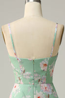 Load image into Gallery viewer, Mermaid Spaghetti Straps Flower Printed Light Green Long Prom Dress