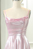 Load image into Gallery viewer, Sparkly Pink A Line Spaghetti Straps Long Prom Dress With Slit