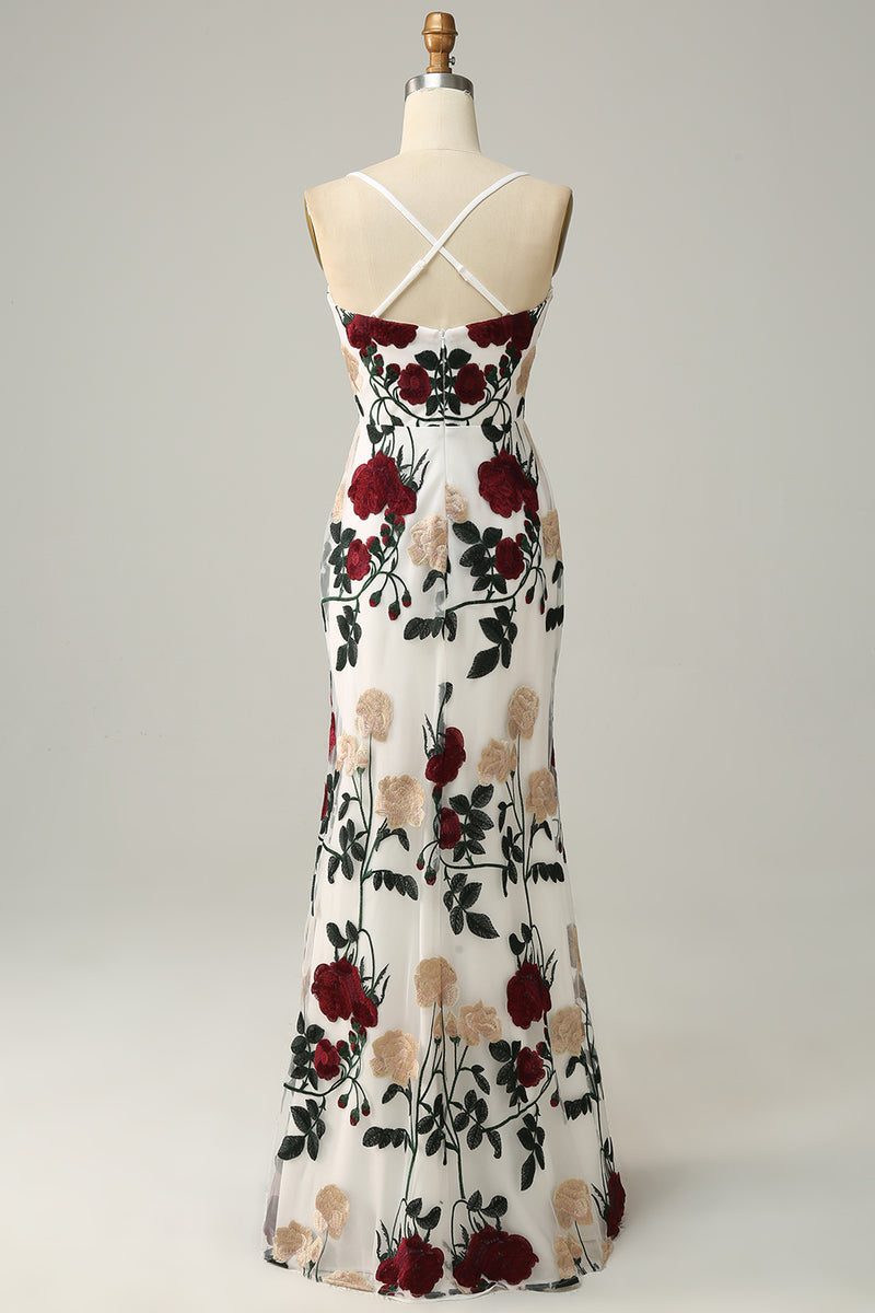Load image into Gallery viewer, Mermaid Ivory Flower Printed Long Prom Dress