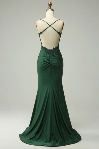 Mermaid Halter Royal Blue Long Prom Dress with Beading
