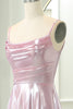 Load image into Gallery viewer, Sparkly Pink A Line Spaghetti Straps Long Prom Dress With Slit