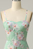 Load image into Gallery viewer, Mermaid Spaghetti Straps Flower Printed Light Green Long Prom Dress