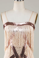 Load image into Gallery viewer, Black Spaghetti Straps Sequins 1920s Dress with Fringes