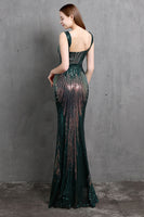 Load image into Gallery viewer, Gold Mermaid Sequin V Neck Prom Dress