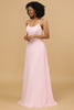 Load image into Gallery viewer, Pink Sheath/Column Spaghetti Straps Long Chiffon Bridesmaid Dress