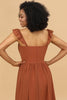 Load image into Gallery viewer, Terracotta A-Line Floor Length Chiffon Bridesmaid Dress With Ruffles