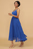 Load image into Gallery viewer, Royal Blue A Line Spaghetti Straps Long Chiffon Bridesmaid Dress with Ruffles