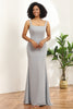 Load image into Gallery viewer, Grey Square Neck Mermaid Bridesmaid Dress with Wrap