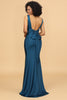 Load image into Gallery viewer, Ink Blue Satin Mermaid Bridesmaid Dress