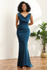 Load image into Gallery viewer, Ink Blue Satin Mermaid Bridesmaid Dress