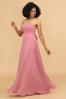 Load image into Gallery viewer, Chiffon A Line Blush Bridesmaid Dress