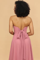Load image into Gallery viewer, Chiffon A Line Blush Bridesmaid Dress