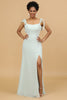Load image into Gallery viewer, Spaghetti Straps Mint Bridesmaid Dress with Slit