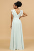 Load image into Gallery viewer, Mint Chiffon V-Neck Bridesmaid Dress
