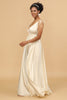 Load image into Gallery viewer, Ivory Deep V-Neck Backless Long Bridesmaid Dress
