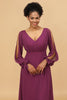 Load image into Gallery viewer, Purple Long Sleeves Cold Shoulder Bridesmaid Dress