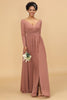 Load image into Gallery viewer, Blush V-Neck Long Sleeves Bridesmaid Dress