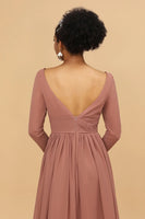 Load image into Gallery viewer, Blush V-Neck Long Sleeves Bridesmaid Dress