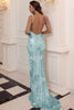 Load image into Gallery viewer, Blue Sequin Long Prom Dress