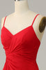 Load image into Gallery viewer, Red Spaghetti Straps A Line Bridesmaid Dress