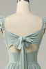 Load image into Gallery viewer, A Line Dusty Sage Ruffles Bridesmaid Dress
