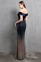 Load image into Gallery viewer, Gold Mermaid Sequin Long Prom Dress