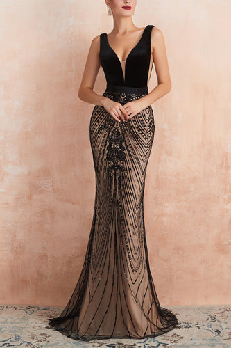 Sparkly Mermaid Sequins Black Long Prom Dress