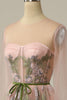 Load image into Gallery viewer, A Line Jewel Light Nude Long Prom Dress with Embroidery