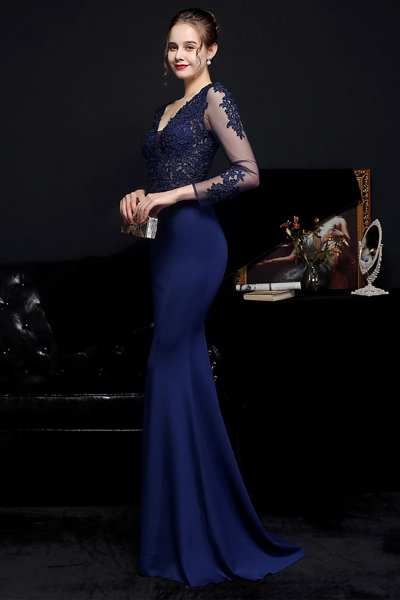Load image into Gallery viewer, White Applique Mermaid Prom Dress
