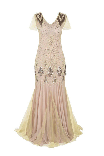Champage Long Sequin 1920s Dress