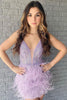 Load image into Gallery viewer, Red Beaded Sequins Tight Prom Dress with Feathers