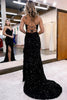 Load image into Gallery viewer, Sparkly Royal Blue Sequins Long Mermaid Prom Dress with Feathers