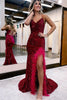 Load image into Gallery viewer, Sparkly Royal Blue Sequins Long Mermaid Prom Dress with Feathers