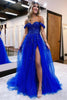 Load image into Gallery viewer, Sparkly Lilac Sequins Corset A-Line Long Prom Dress with Slit