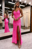 Load image into Gallery viewer, Sparkly Orange Open Back Sequins Long Prom Dress with Slit