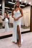 Load image into Gallery viewer, Sparkly Orange Open Back Sequins Long Prom Dress with Slit