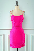 Load image into Gallery viewer, Rose Pink Lace Up Tight Party Dress