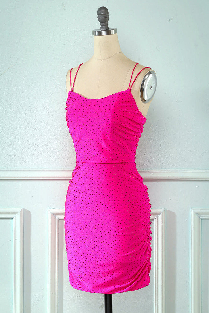 Load image into Gallery viewer, Rose Pink Lace Up Tight Party Dress