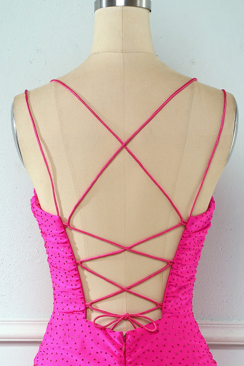 Load image into Gallery viewer, Rose Pink Lace Up Tight Party Dress