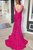 Load image into Gallery viewer, Blue Sequins Mermaid Prom Dress