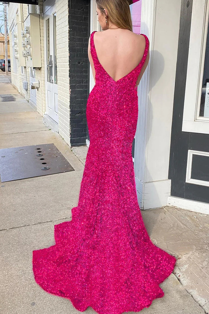 Load image into Gallery viewer, Blue Sequins Mermaid Prom Dress