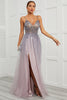Load image into Gallery viewer, Purple Spaghetti Straps Long Prom Dress with Split Front