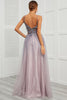 Load image into Gallery viewer, Purple Spaghetti Straps Long Prom Dress with Split Front