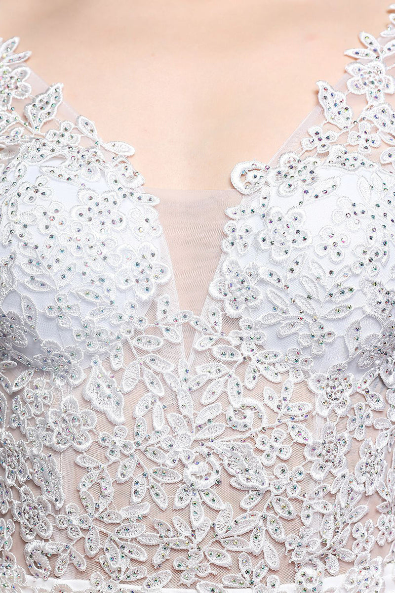 Load image into Gallery viewer, White Applique Mermaid Prom Dress